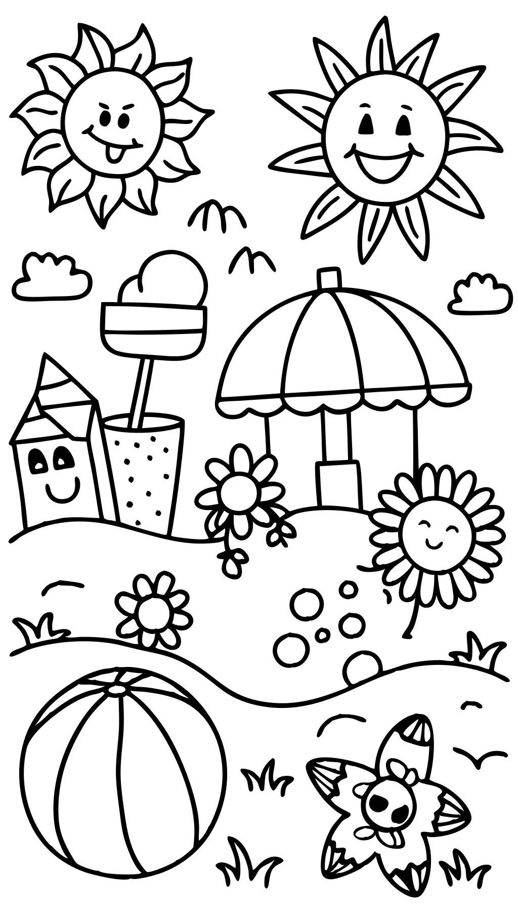 Happy Summer Coloring Page